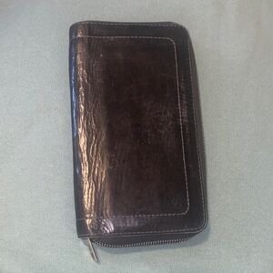 Louis Vuitton Black Leather Zip-Around Wallet with Subtle LV Monogram